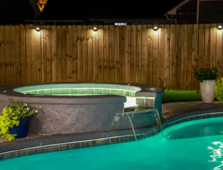 Dallas spa and water feature construction in progress